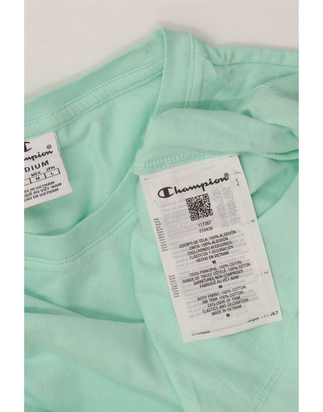 Champion Womens T-Shirt Top UK 12 Medium Turquoise Cotton
