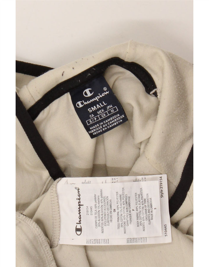 CHAMPION Mens Hoodie Jumper Small Off White Cotton