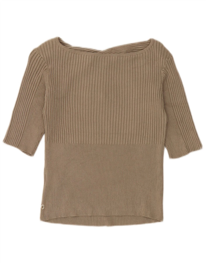 Guess Womens Crop Blouse Top UK 12 Medium Khaki Viscose