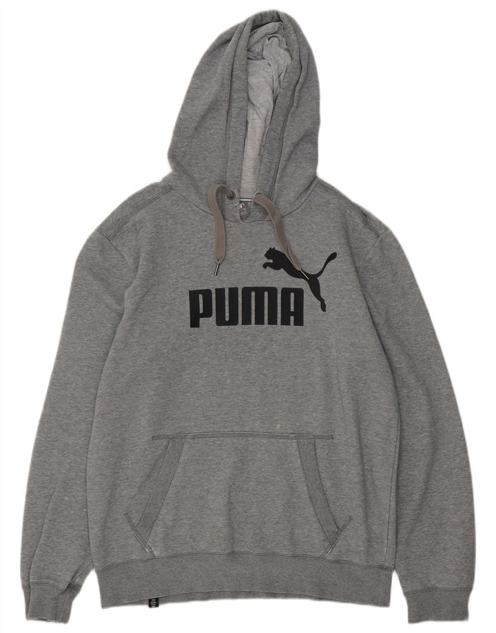 PUMA Grafisk hættetrøje til mænd mellemgrå bomuld