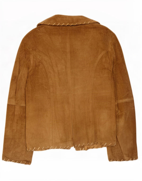 Blazer Vintage pentru femei cu 2 nasturi din piele intoarsa, UK 14, mare, bej