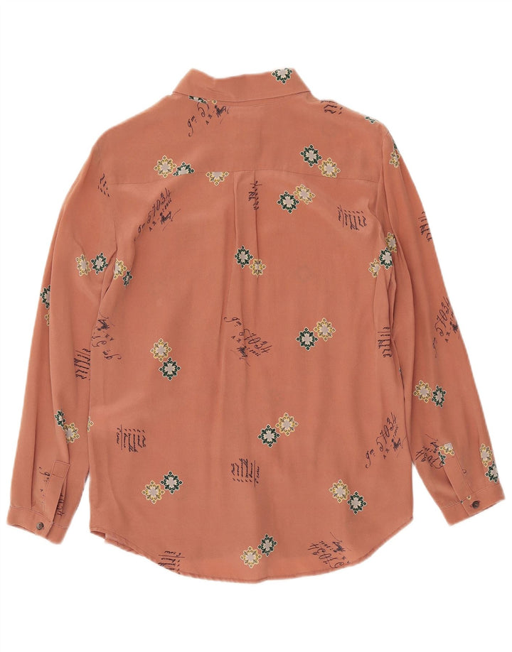 Attic And Barn Womens Abstract Pattern Shirt Blouse EU 40 Medium Pink Silk