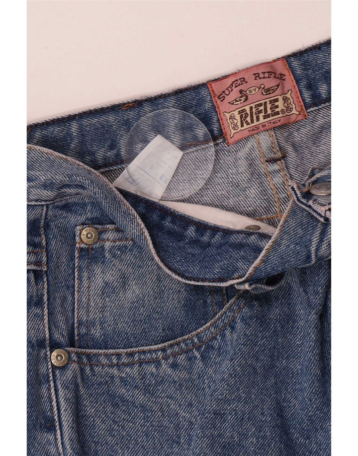 Rifle Mens Distressed Straight Jeans W33 L33 Blue Cotton