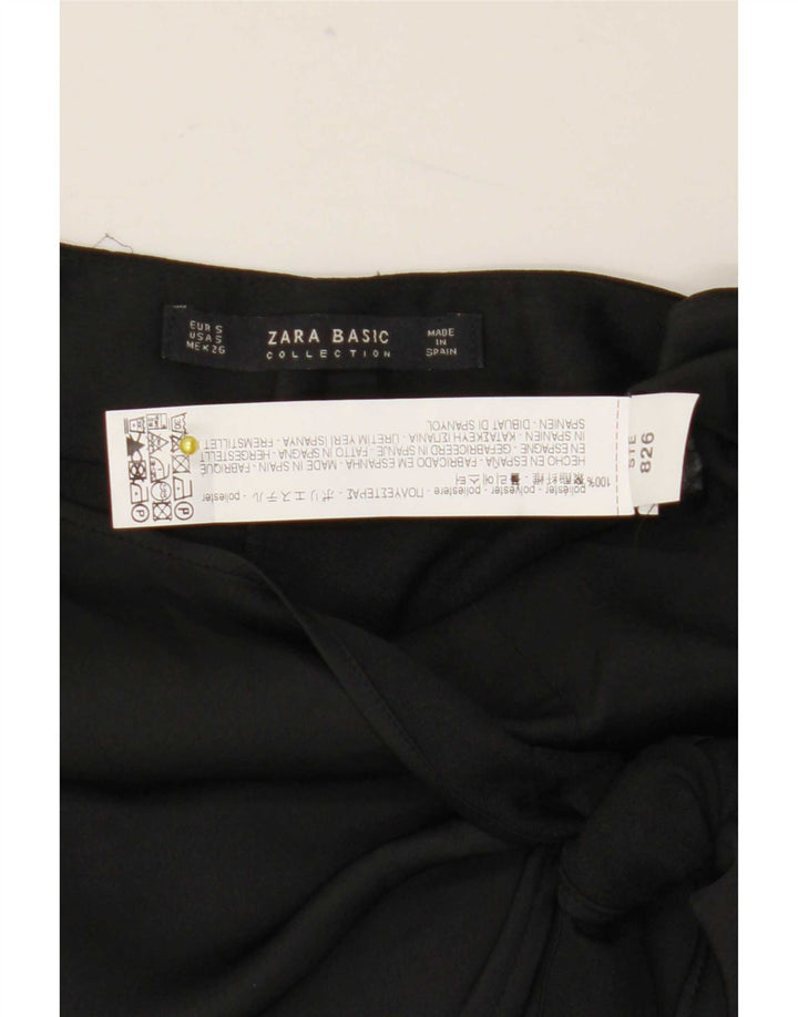 Zara Womens Wide Leg Cropped Trousers Small W28 L23 Black Polyester