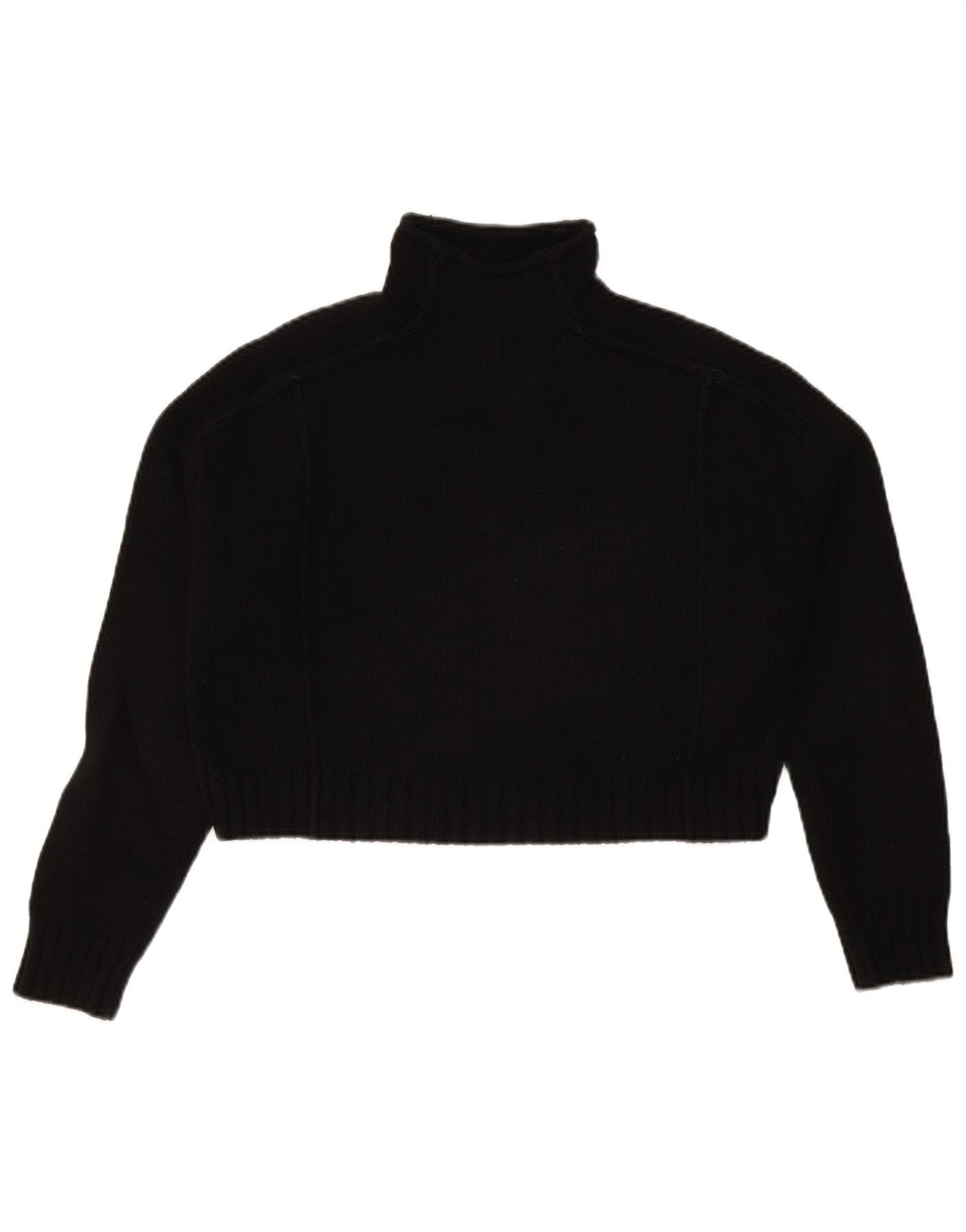 Zara Womens Crop Oversized Roll Neck Jumper Sweater UK 10 Small Black