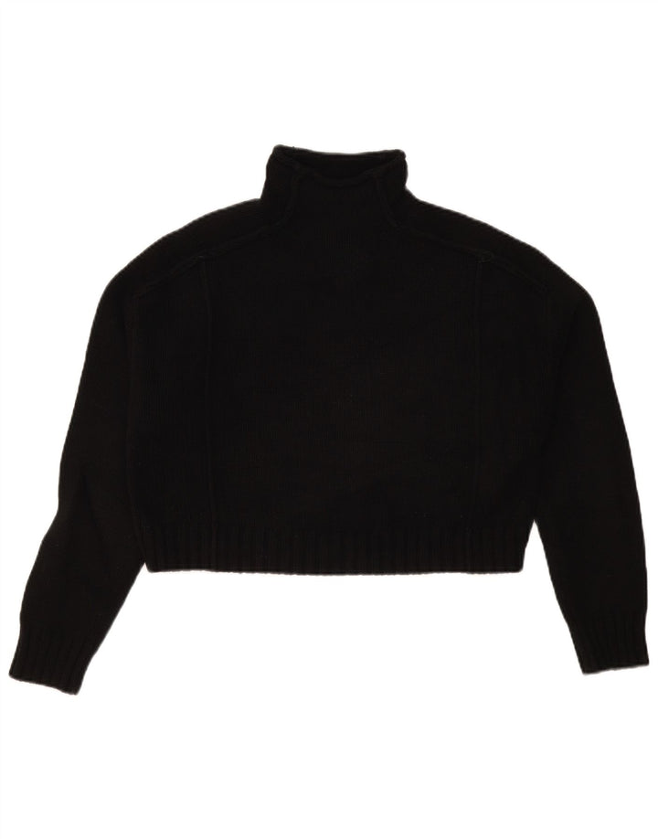 Zara Womens Crop Oversized Roll Neck Jumper Sweater UK 10 Small Black