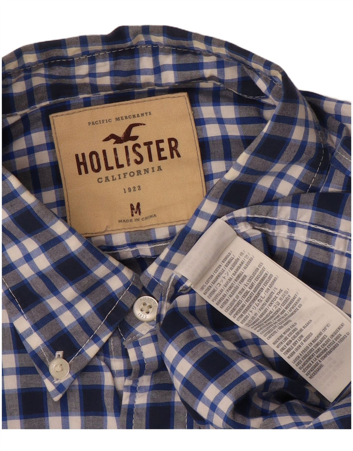 Hollister Mens Shirt Medium Navy Blue Check Cotton