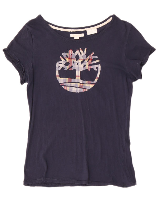 Timberland Damen Grafik-T-Shirt-Oberteil UK 12 Medium Marineblau