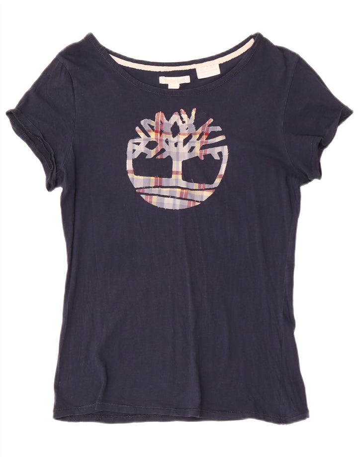 Timberland Womens Graphic T-Shirt Top UK 12 Medium Navy Blue