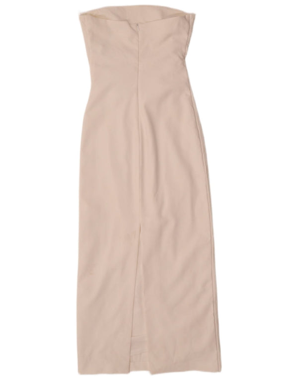 Zara Damen Trägerloses Kleid UK 8 Small Weiß Polyester