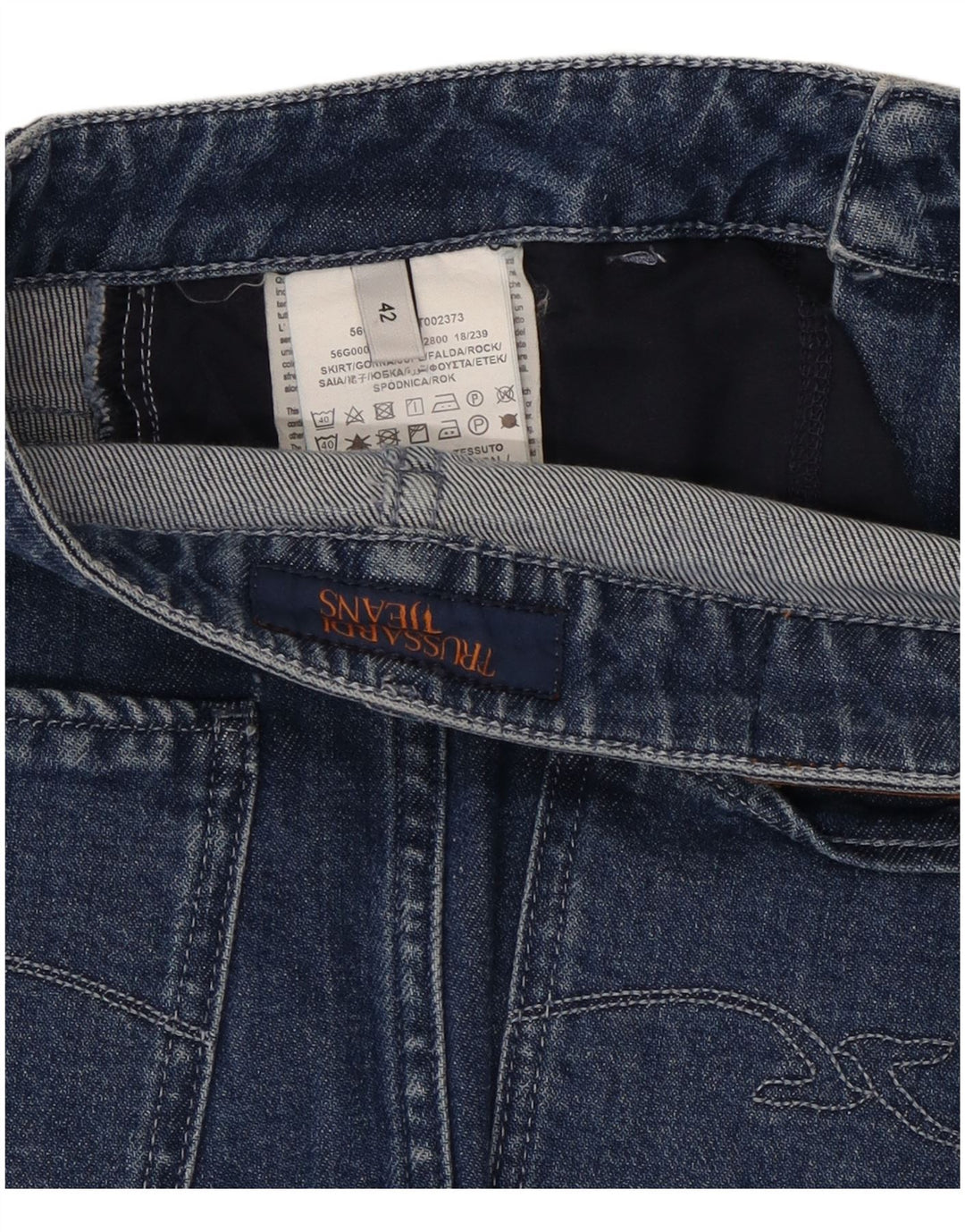 TRUSSARDI Womens Denim Skirt IT 42 Medium W28  Blue Cotton
