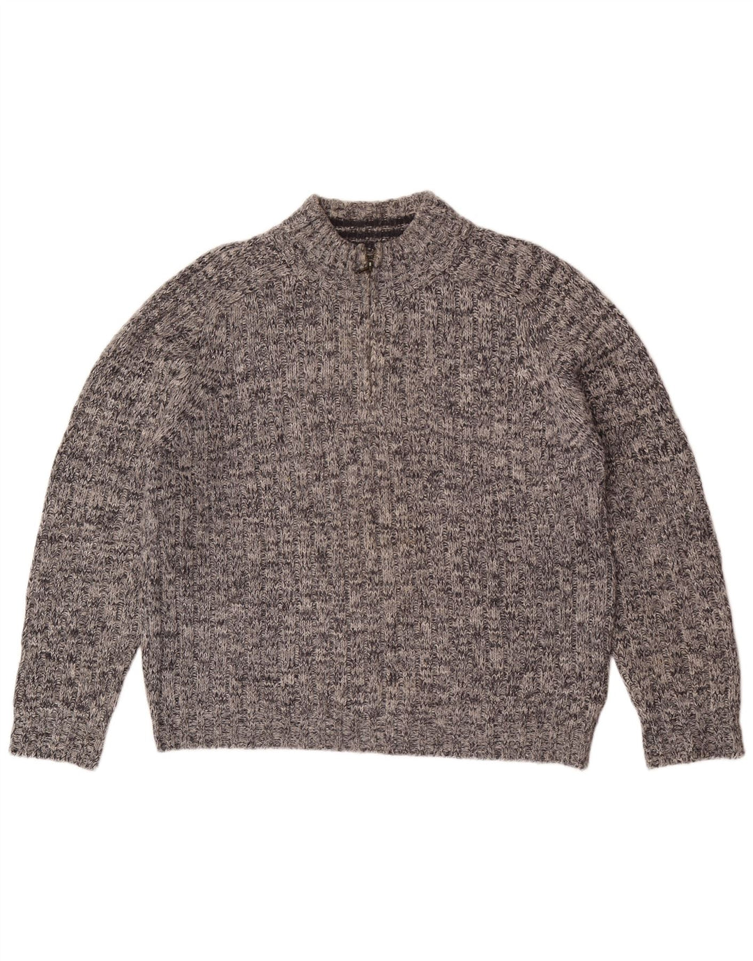 Marks & Spencer Womens Zip Neck Jumper Sweater UK 16 Large Grey Flecked
