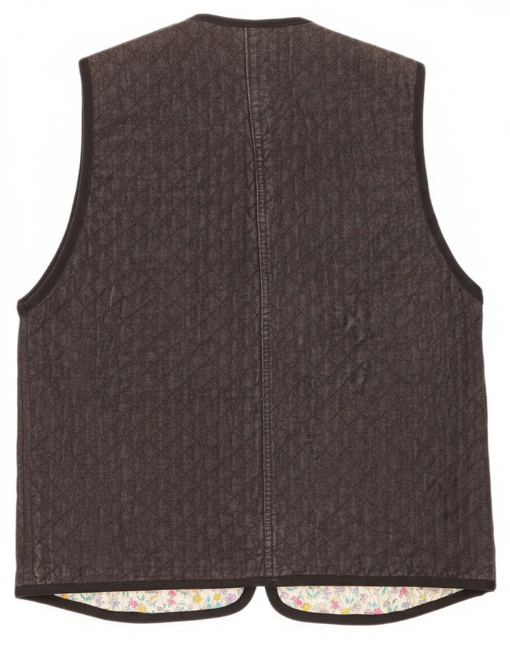 Vintage Womens Gilet UK 12 Medium Grey Paisley