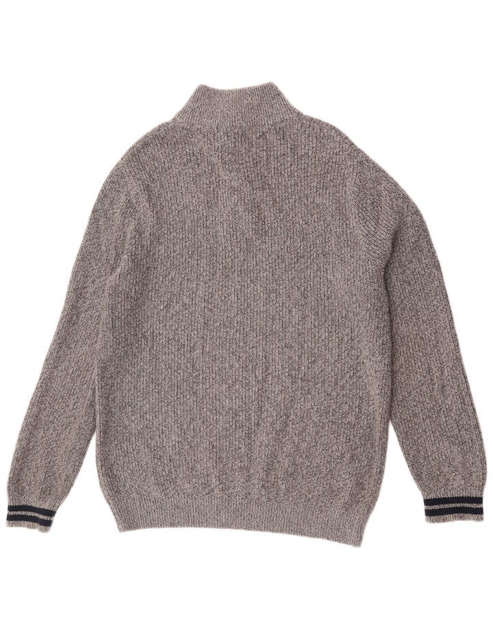 Tommy Hilfiger Mens Button Neck Jumper Sweater XL Grey Cotton