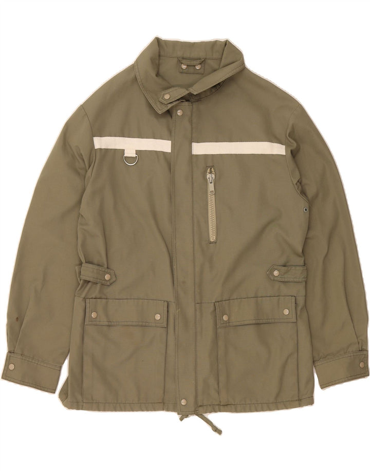 KLEPPER Mens Utility Jacket IT 50 Large Khaki Striped Polyester Vintage Klepper and Second-Hand Klepper from Messina Hembry 