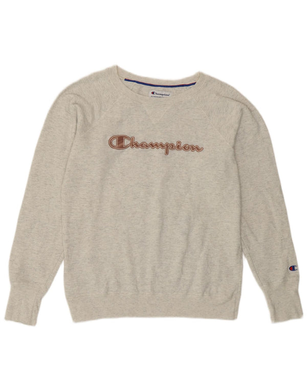 Champion Womens Graphic Oversized Φούτερ Jumper UK 10 Small Grey