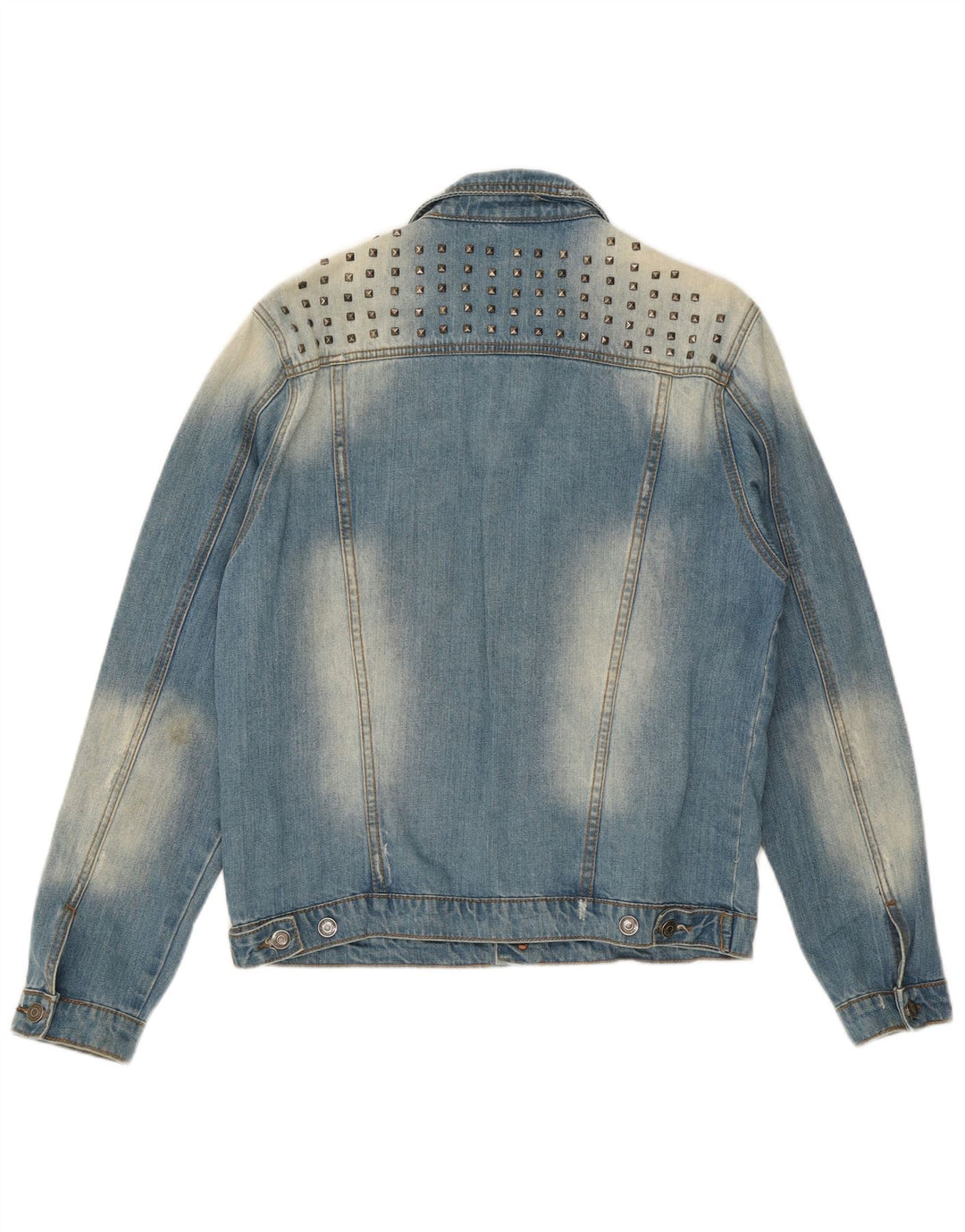 Vintage Herre Distressed Denim Jacket UK 42 XL Blå Bomuld
