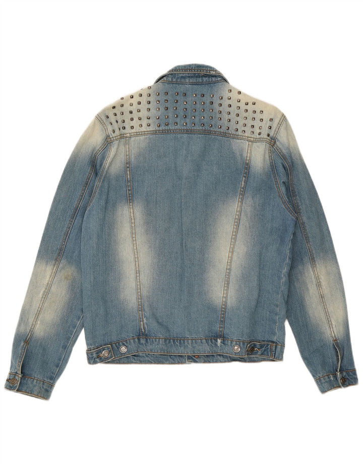Vintage Herre Distressed Denim Jacket UK 42 XL Blå Bomuld