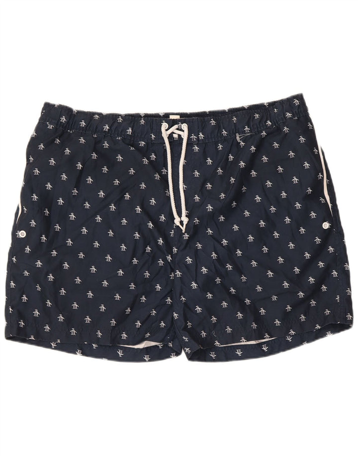 Penguin Mens Graphic Swimming Shorts XL  Navy Blue Polyester