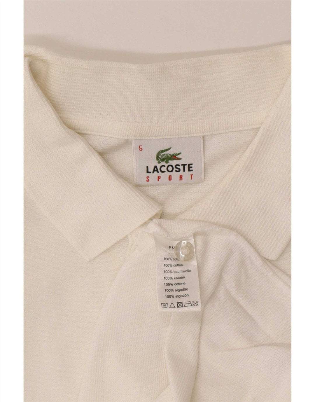 Camisa polo masculina Lacoste tamanho 5 grande algodão branco