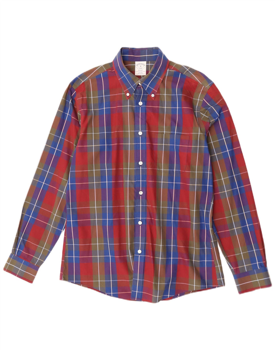 Camisa masculina Brooks Brothers Regent média de algodão xadrez multicolorido