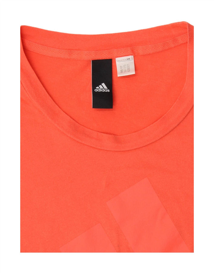 ADIDAS Womens Graphic T-Shirt Top UK 14 Medium Orange Vintage Adidas and Second-Hand Adidas from Messina Hembry 