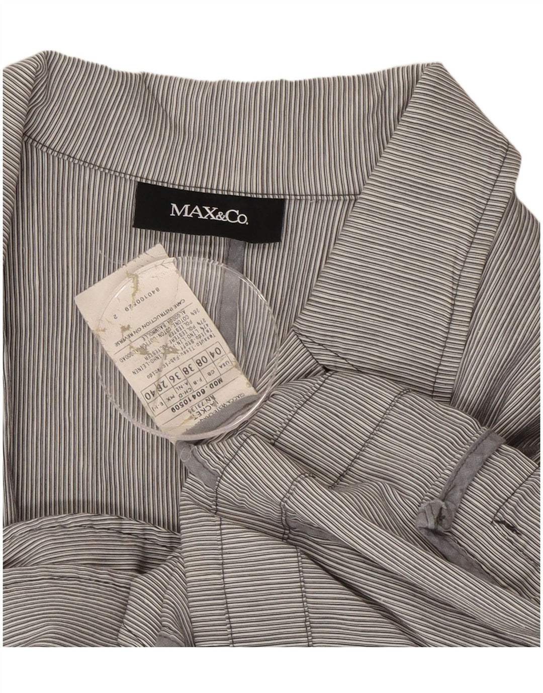 Max & Co. Veste blazer à manches 3/4 pour femme UK 8 Petites rayures bleues