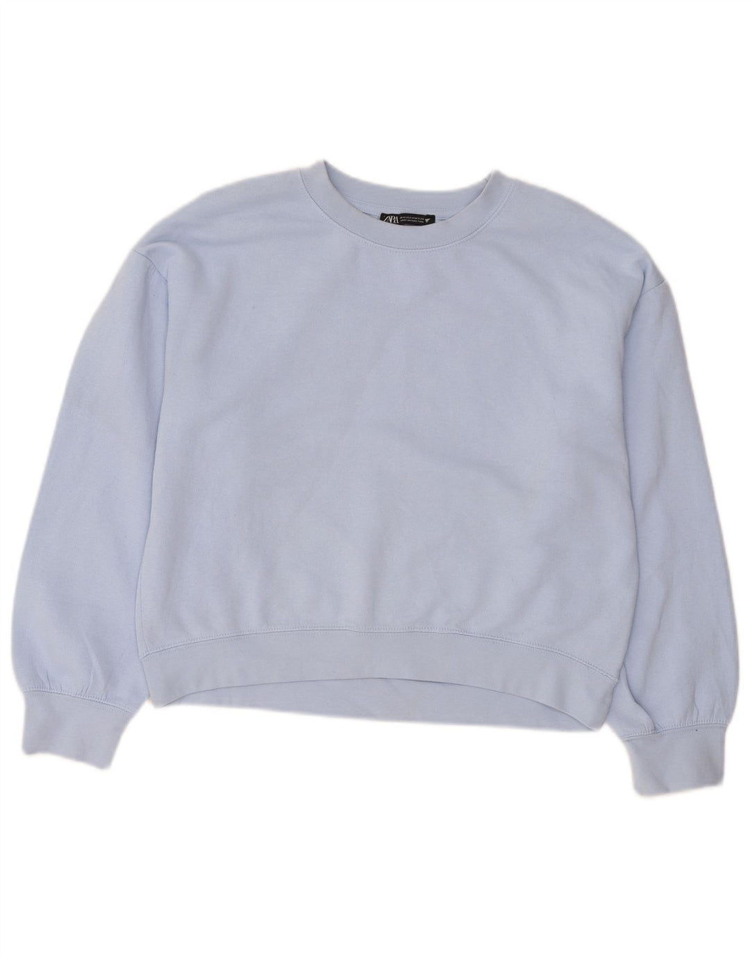 Zara Womens Crop Sweatshirt Jumper UK 14 Medium Blue Polyester
