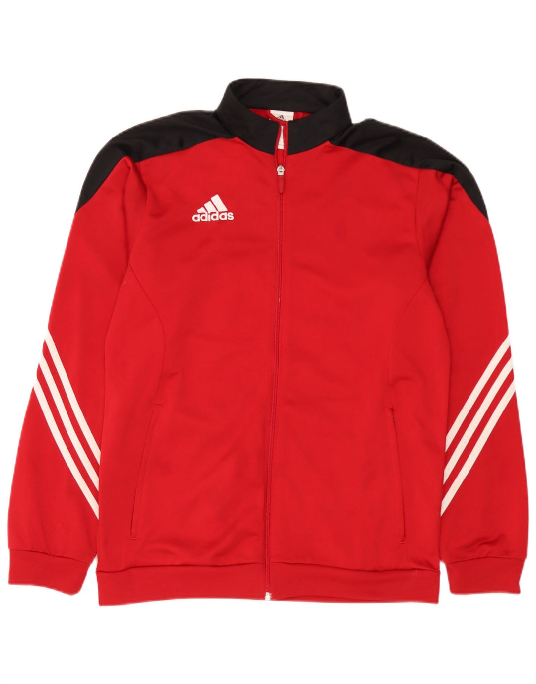 Adidas Mens Tracksuit Top Jacket Medium Red Colourblock Polyester