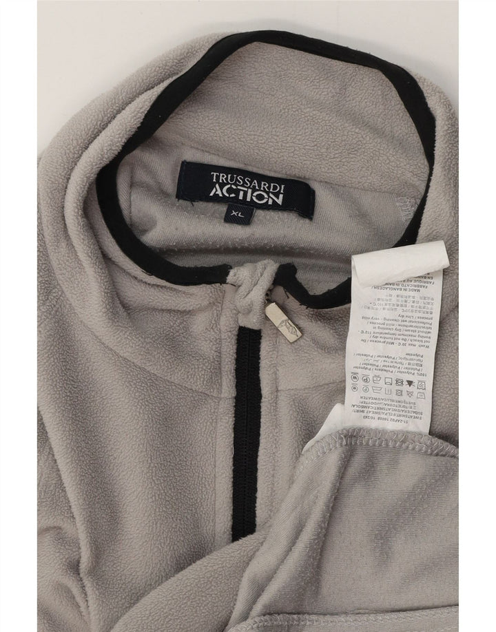 TRUSSARDI Womens Fleece Jacket UK 18 XL Grey Polyester