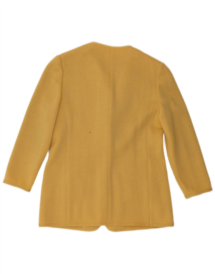 Luisa Spagnoli Damen 1-Knopf-Strickblazerjacke UK 10 Kleine gelbe Wolle