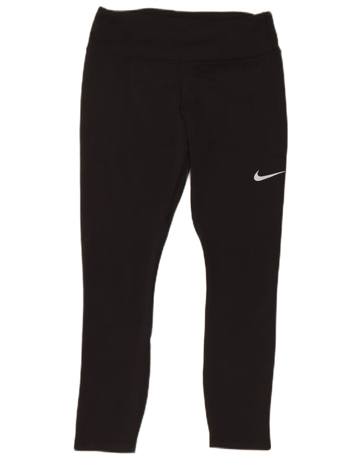 Nike Womens Dri Fit Crop Leggings UK 10 Small Black Polyester
