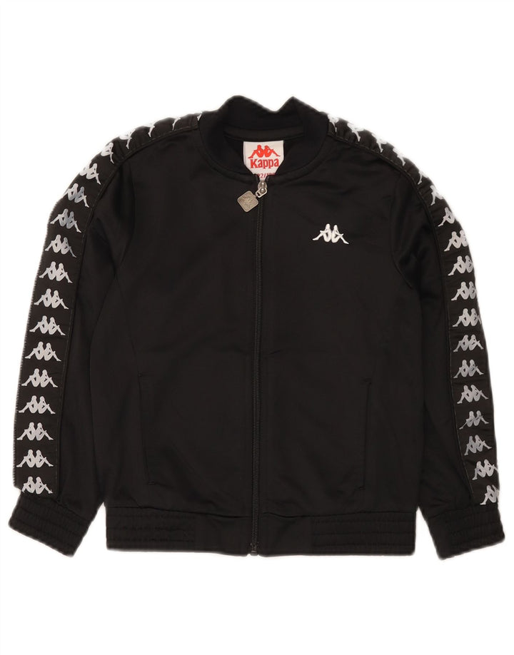 Kappa Boys Graphic Chándal Top Chaqueta 7-8 Años Negro Poliéster
