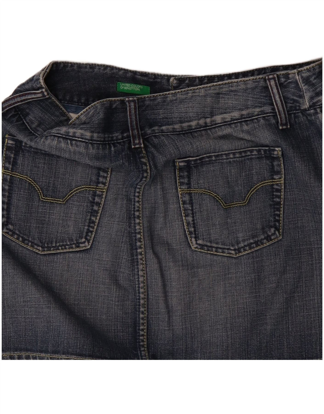 Benetton Damen Mini-Jeansrock IT 44 Medium W32 Blaue Baumwolle