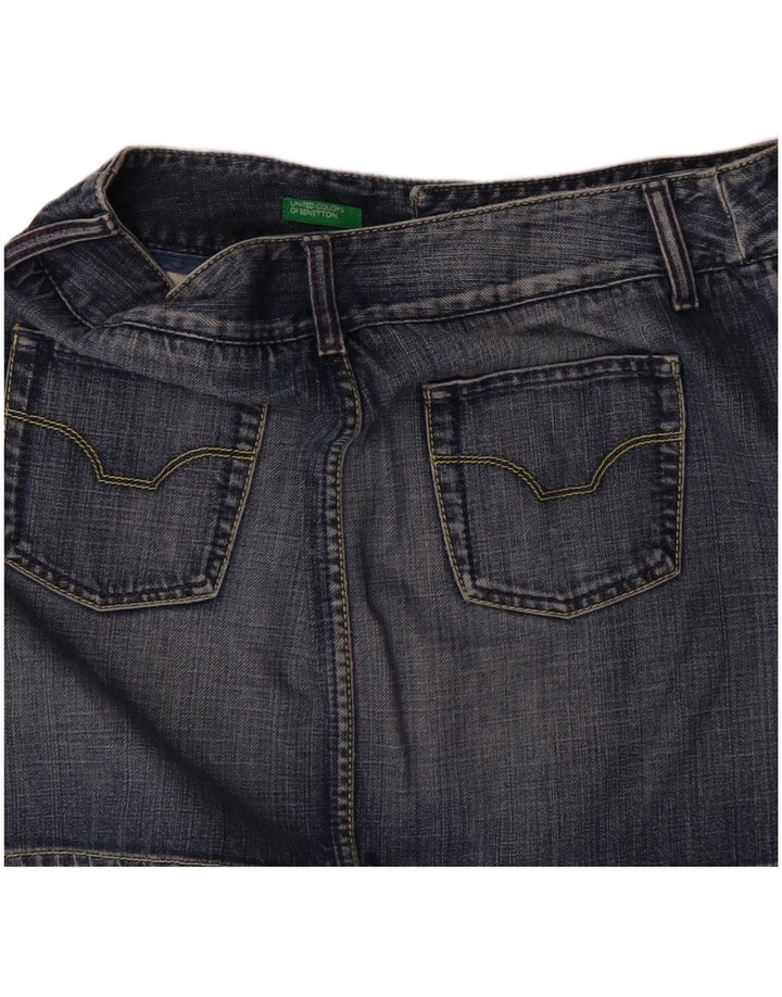 Benetton Damen Mini-Jeansrock IT 44 Medium W32 Blaue Baumwolle
