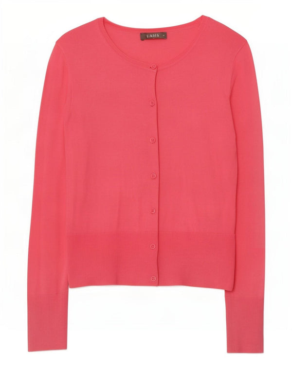 Oasis Womens Crop Cardigan Sweater UK 12 Medium Pink Bomuld