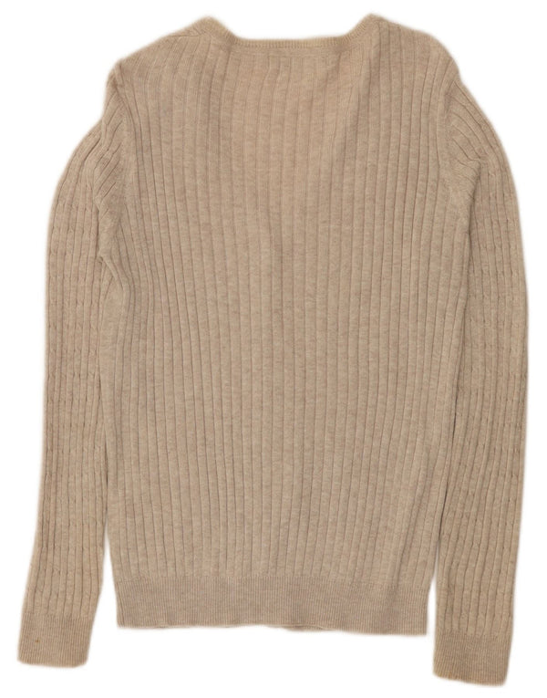 Maglione cardigan da donna Zara UK 14 grande cotone beige