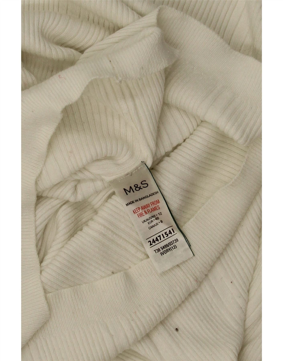 Marks & Spencer Womens Roll Neck Jumper Sweater UK 12 Medium Off White