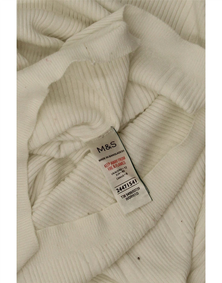 Marks & Spencer Womens Roll Neck Jumper Sweater UK 12 Medium Off White