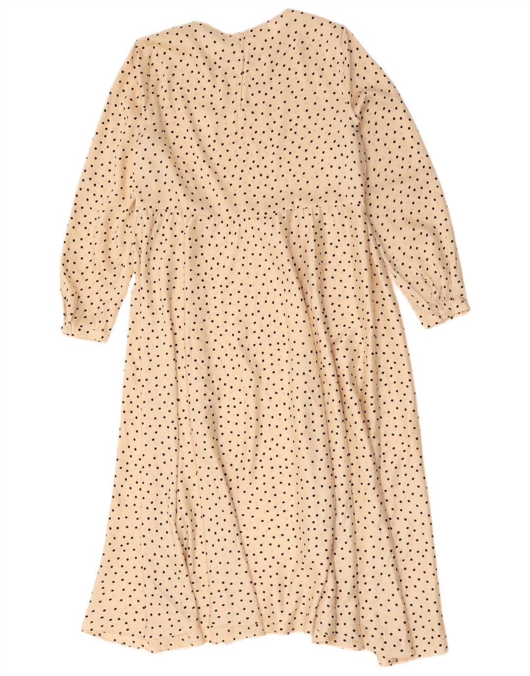 Zara Womens Long Sleeve Maxi Dress UK 14 Medium Beige Polka Dot Polyester