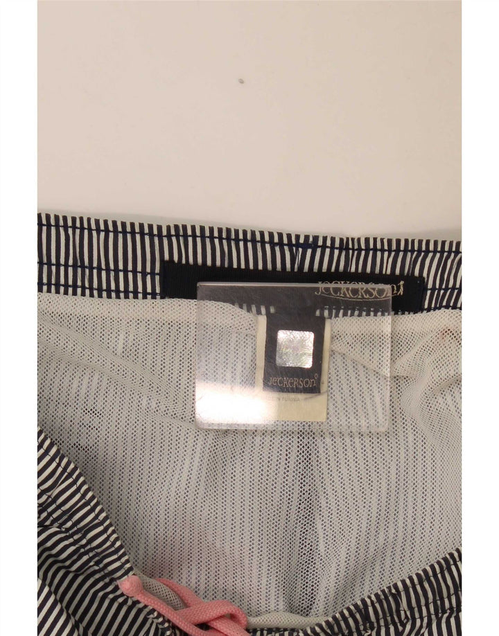 Jeckerson Mens Swimming Shorts Large Navy Blue Pinstripe Polyester