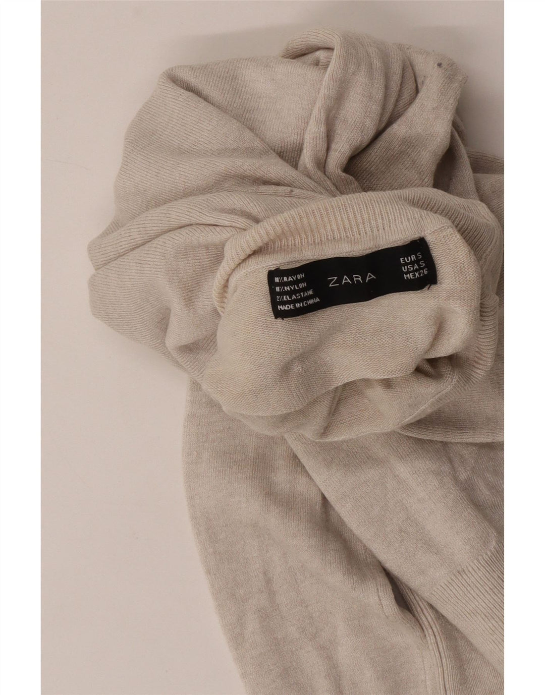 Zara Womens Roll Neck Jumper Sweater UK 10 Small Beige Rayon