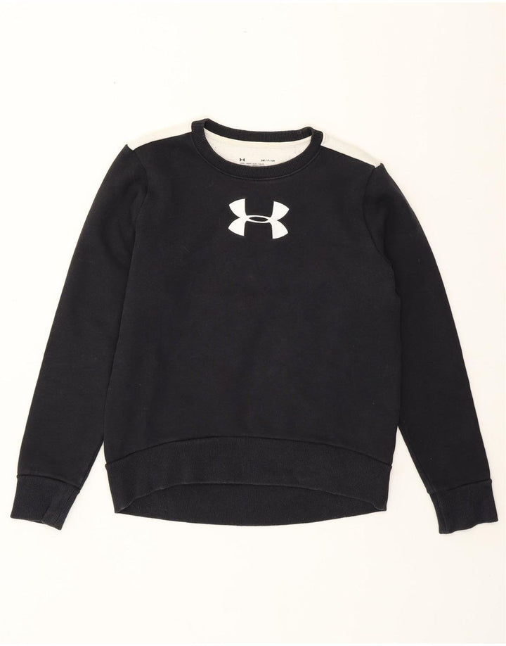 UNDER ARMOUR Womens Sweatshirt Jumper UK 10 Small Black Colourblock