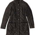 BENETTON Womens Quilted Overcoat UK 8 Small Black Polyester