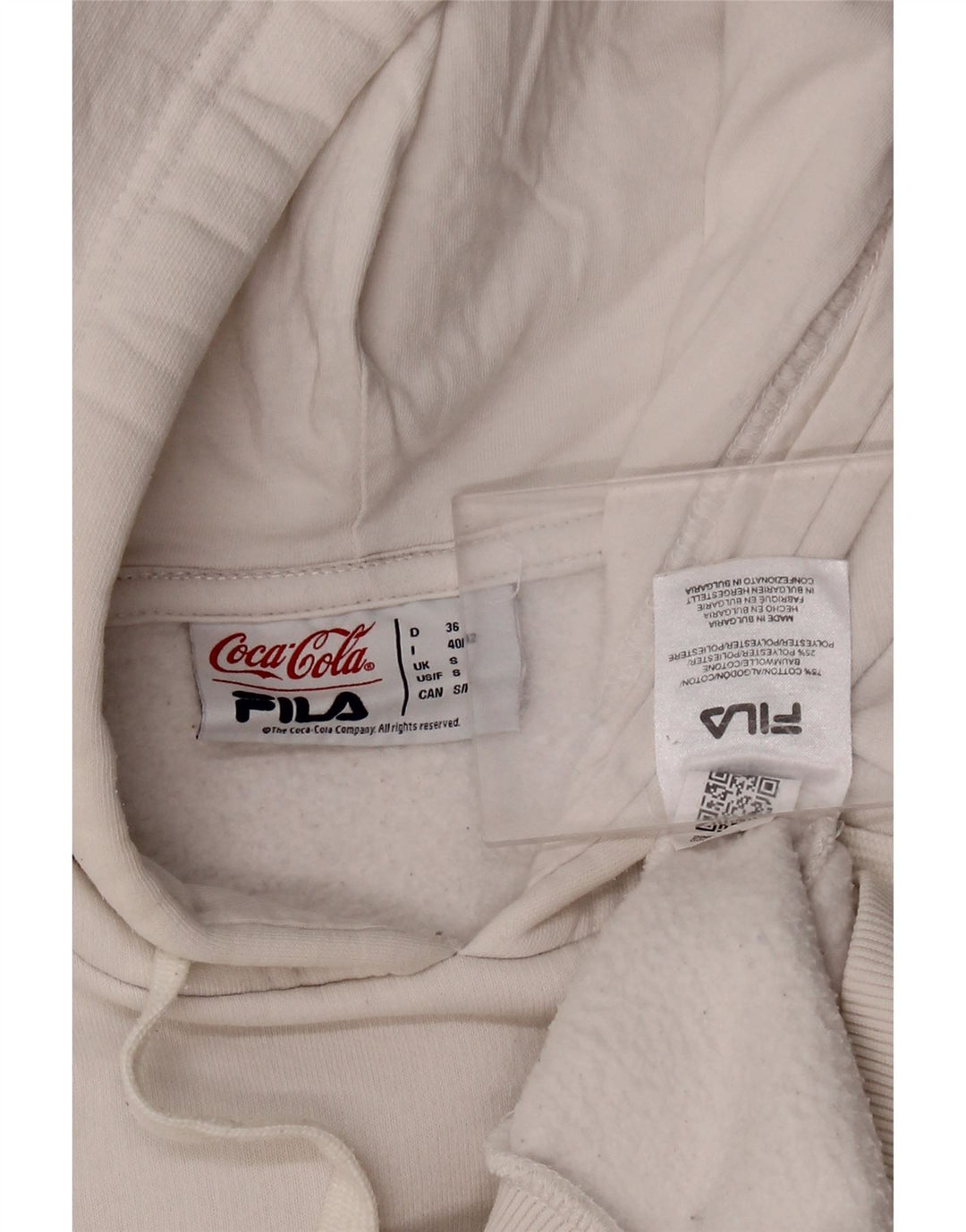 Fila Mens Coca-Cola Graphic Hoodie Jumper Small White