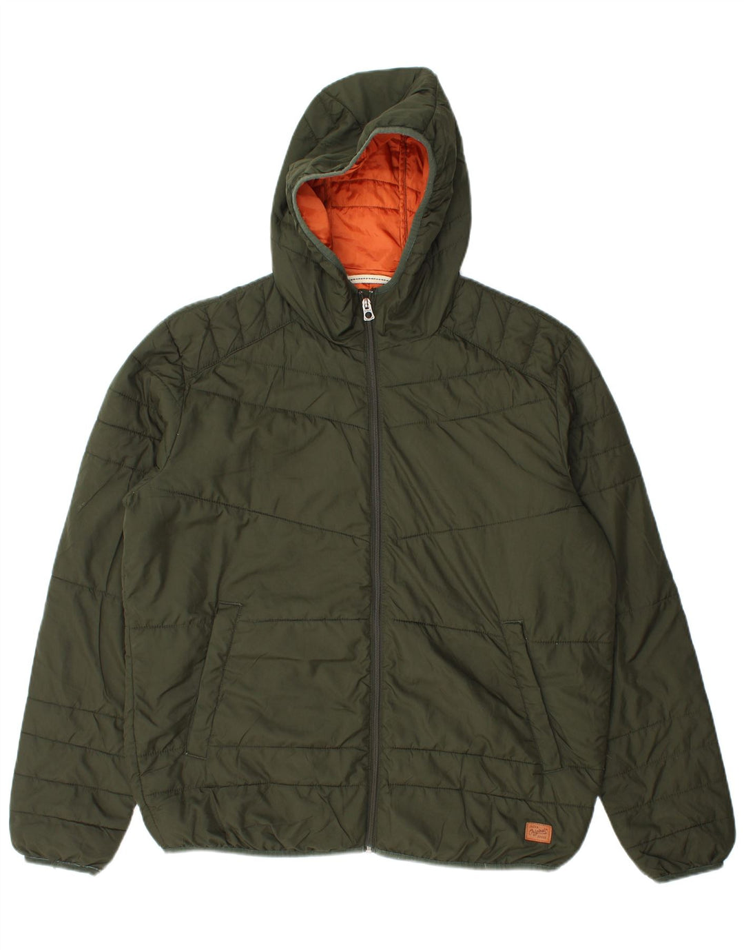 Jack & Jones Mens Hooded Padded Jacket UK 42 XL Green Polyester
