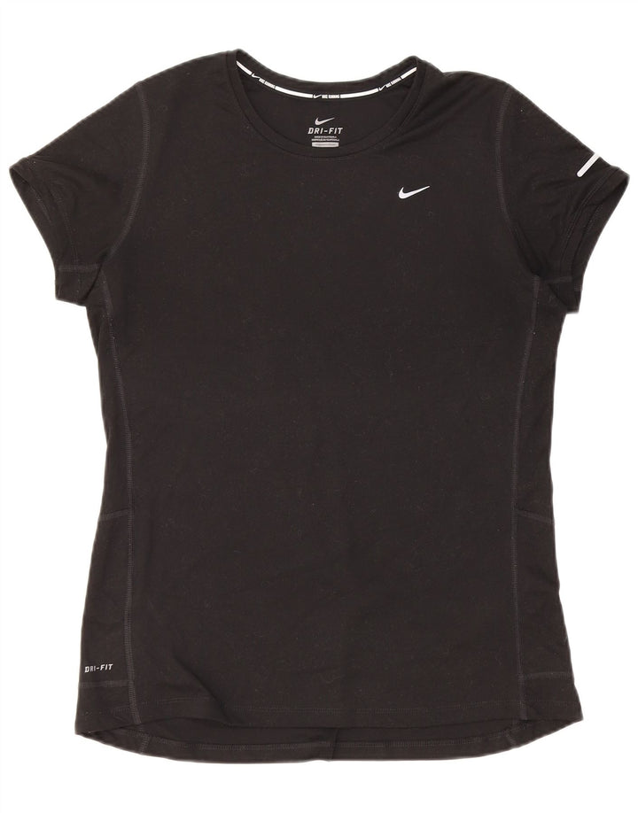 NIKE Womens Dri Fit T-Shirt Top UK 14 Large Black Polyester