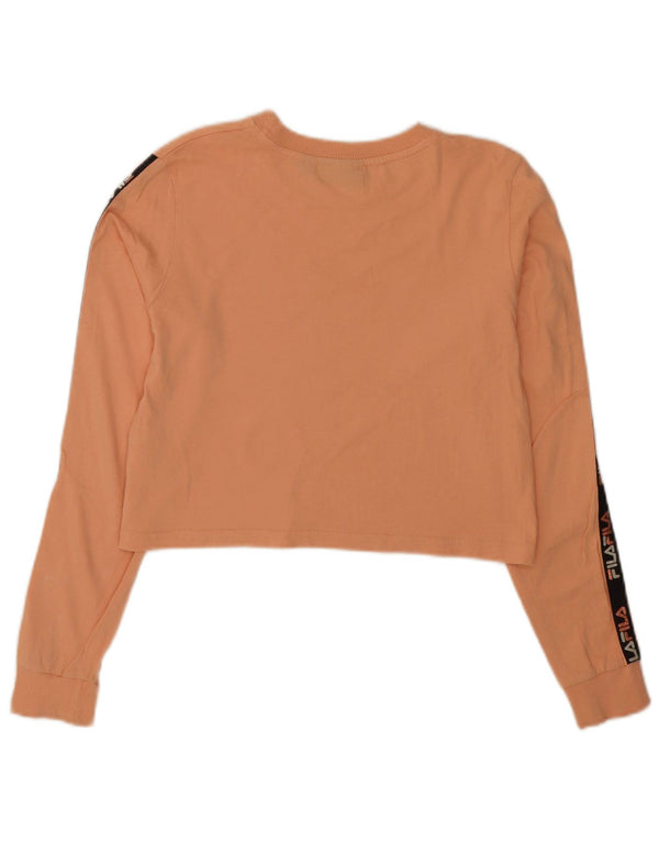 Fila Mujer Crop Graphic Top Manga Larga UK 8 Small Rosa Algodón Deportes