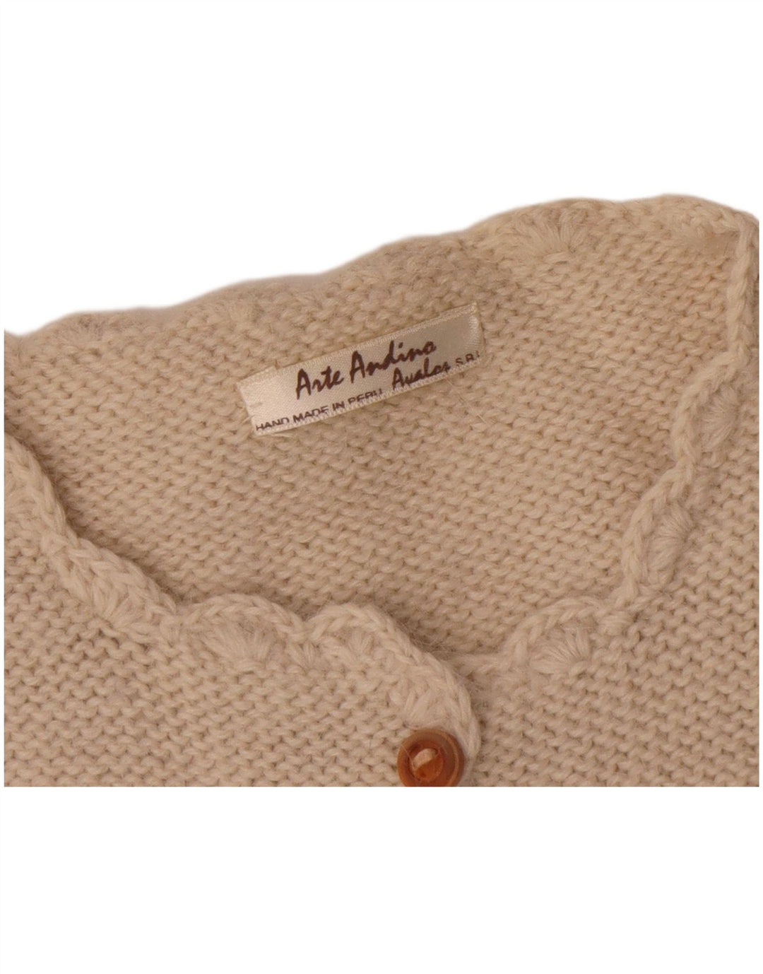 Vintage Dame Crop Cardigan Sweater UK 14 Medium Beige