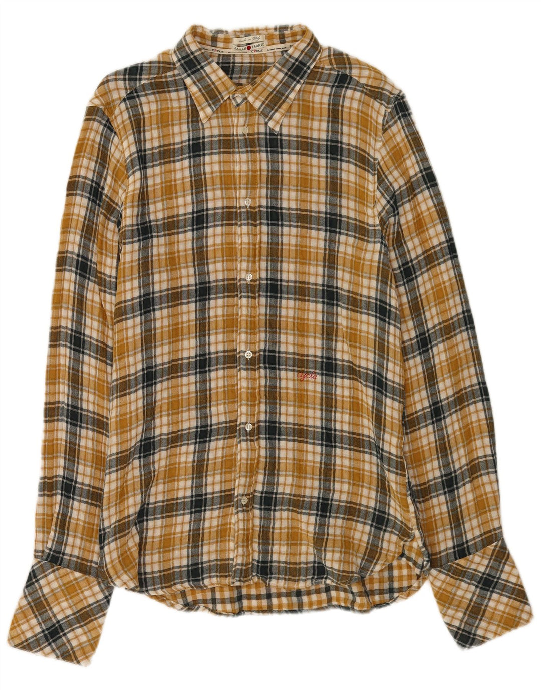 Cycle Chemise en flanelle à carreaux XL pour homme en coton à carreaux jaunes